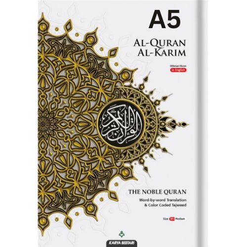 The Noble Quran Word-By-Word Translation & Color Coded Tajweed A5 Size (Arabic-English) cover